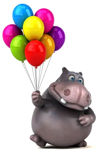 Hippo śmieszne gospodarstwa balony — Zdjęcie stockowe