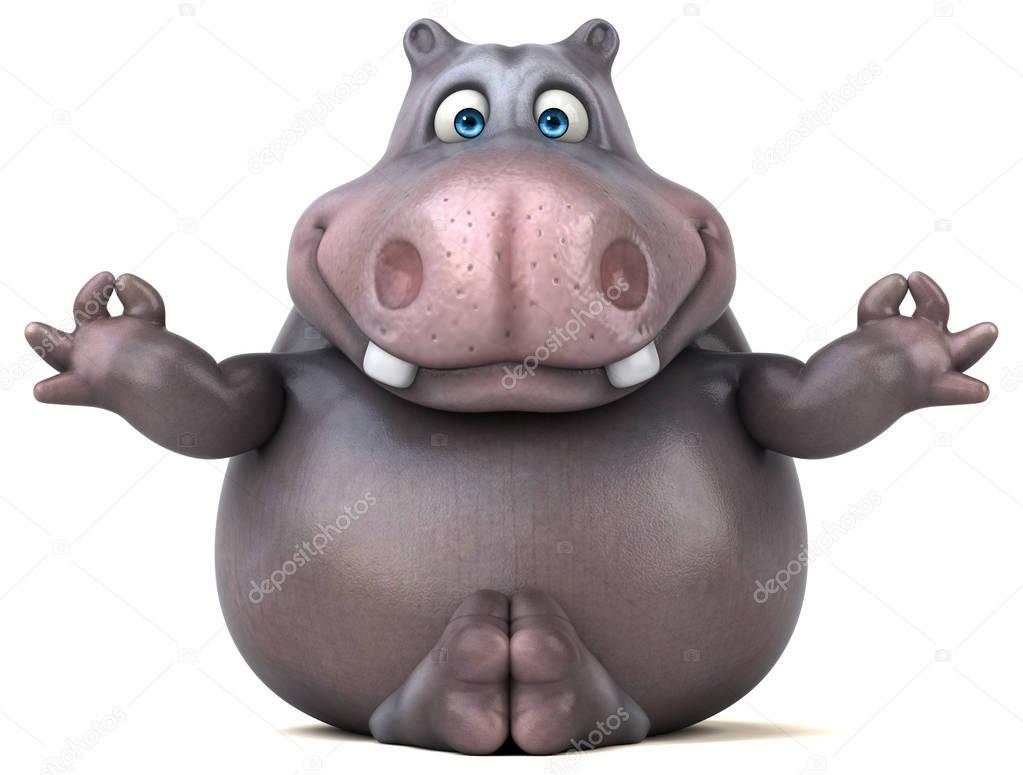 Funny  hippo doing yoga 