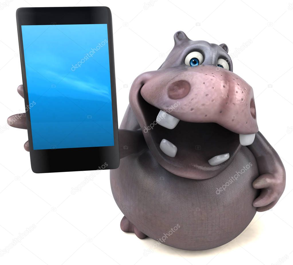 Funny Hippo Holding Phon Stock Photo By C Julos
