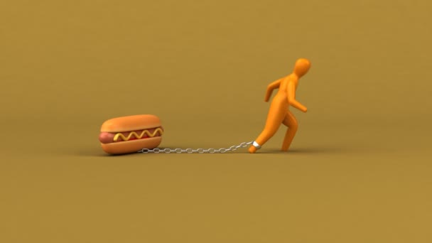 Simbol beban dengan hotdog — Stok Video