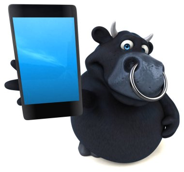 Komik boğa holding tablet