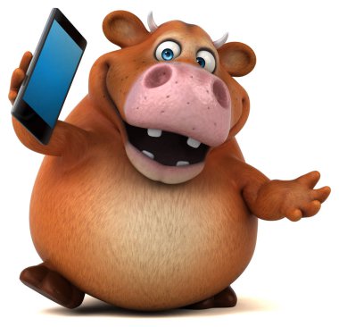 Komik inek holding telefon  