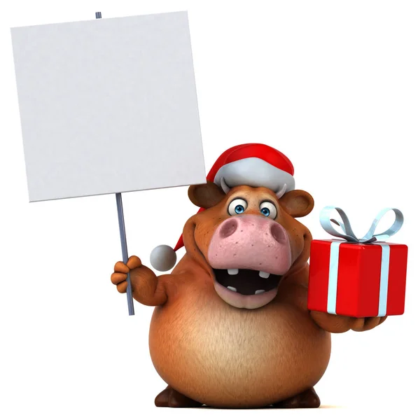 Funny  cow holding gift — Stock Photo, Image