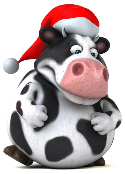 Lustige Kuh mit Weihnachtsmütze — Stockfoto