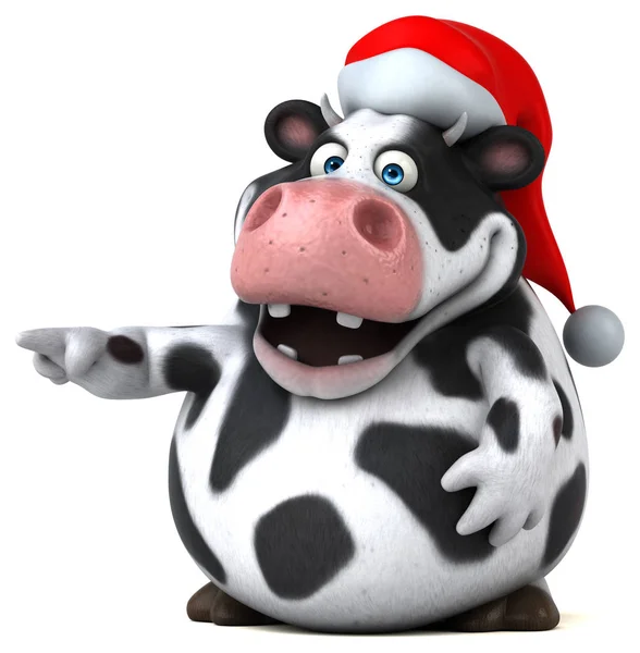 有趣的牛身穿圣诞老人的帽子 — 图库照片