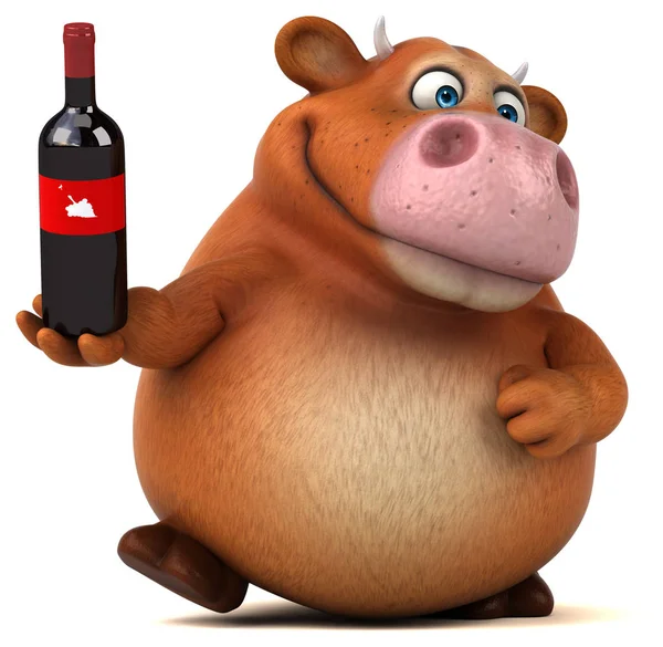 Funny  cow holding wine — Stock Photo, Image