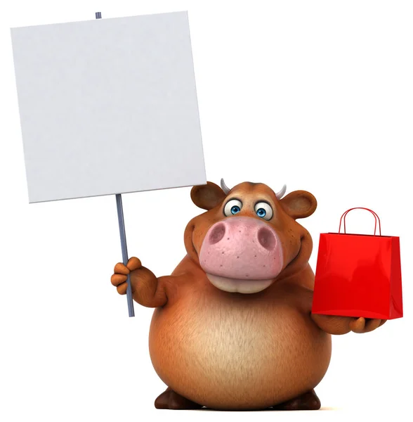 Funny  cow holding  bag — Stock Photo, Image