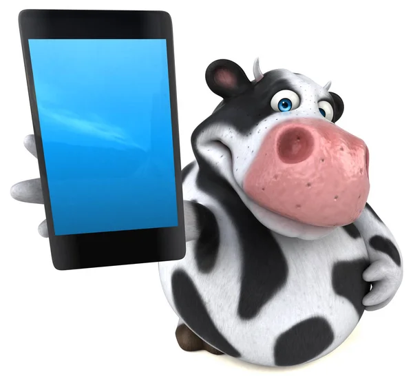 Komik inek holding telefon — Stok fotoğraf