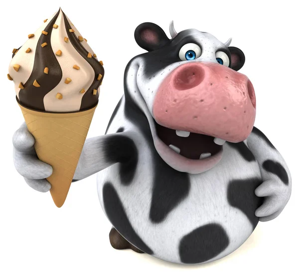 Krowa śmieszne gospodarstwa lody — Zdjęcie stockowe