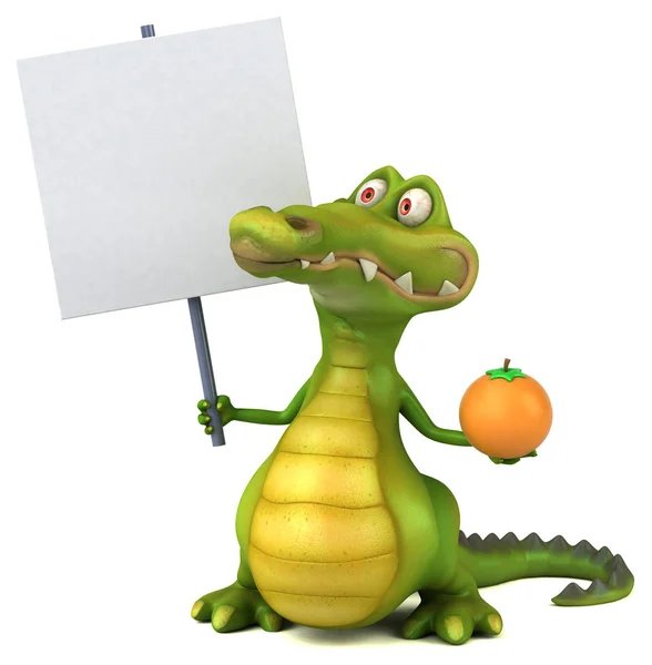 Веселый крокодил держит апельсин — стоковое фото