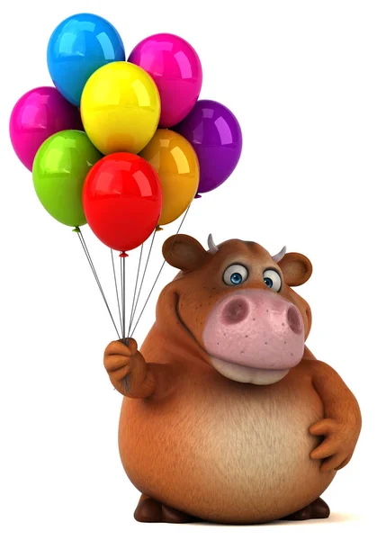Vaca divertida sosteniendo globos —  Fotos de Stock