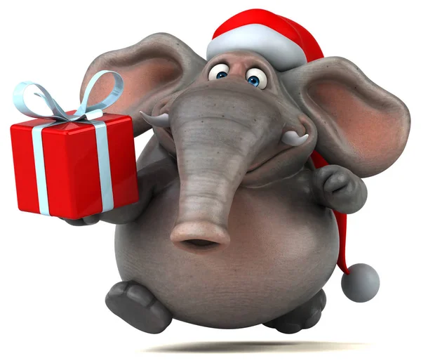 Веселый слон холдинг подарок — стоковое фото