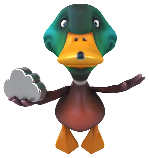 Funny duck holding cloud — Stock Photo, Image