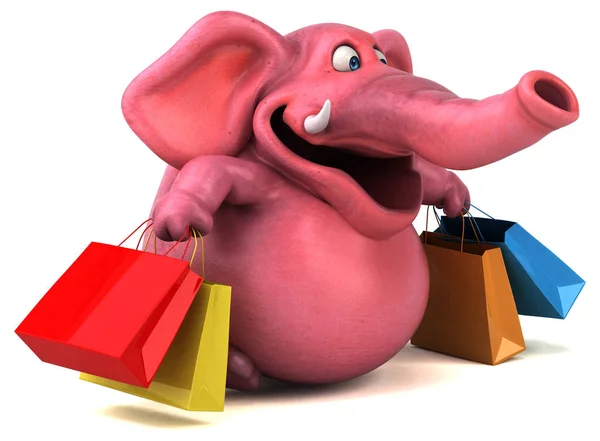 Szórakoztató elephant holding táskák — Stock Fotó