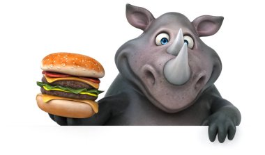 Eğlenceli gergedan holding burger