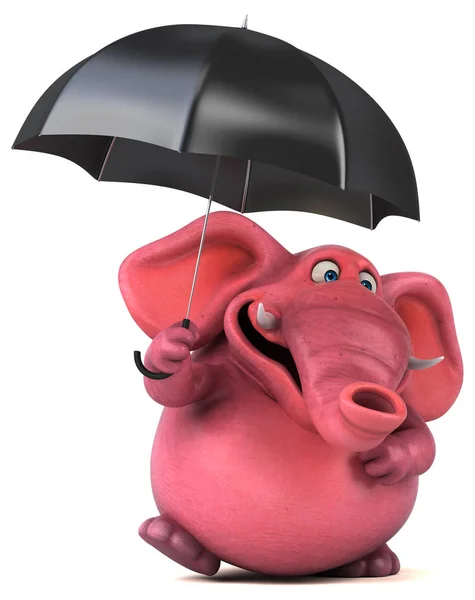 Fun elephant holding umbrella — Stock Photo, Image