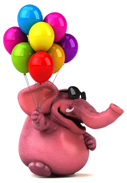 Divertido elefante sosteniendo globos — Foto de Stock
