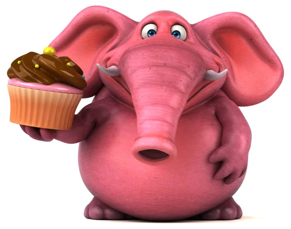 Divertente elefante che tiene cipcake — Foto Stock