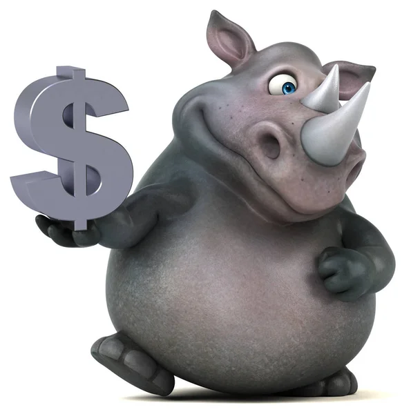 Rinoceronte divertente che tiene il dollaro — Foto Stock