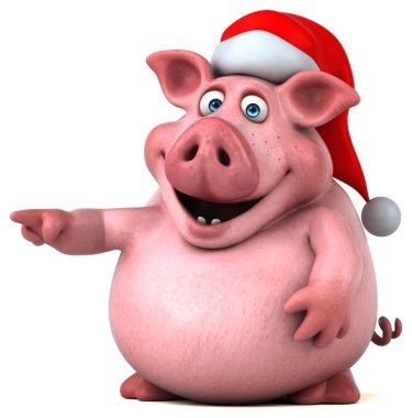 domuz holding giyen Noel Baba şapkası