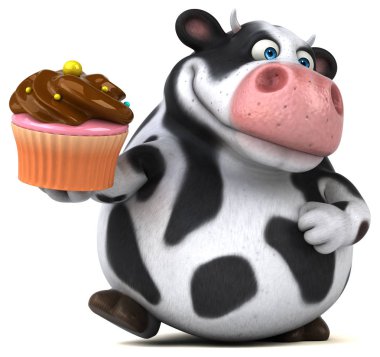 Komik inek holding cupcake 