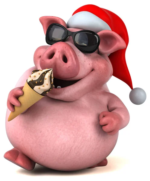 Funny  pig holding ice cream — Stock Photo, Image