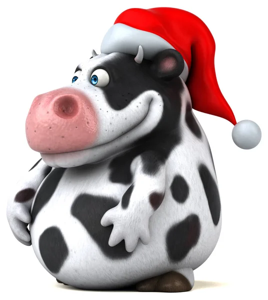 サンタの帽子を身に着けている変な牛 — ストック写真