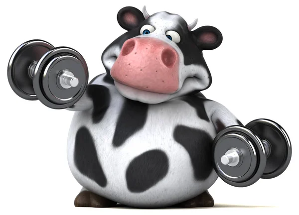 Engraçado vaca segurando halteres — Fotografia de Stock
