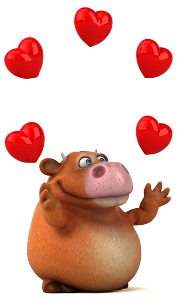Funny  cow holding hearts — Stock Photo, Image