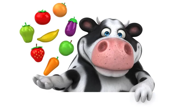 Корова держит фрукты и овощи — стоковое фото