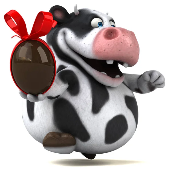 Krowa śmieszne gospodarstwa pisanka — Zdjęcie stockowe