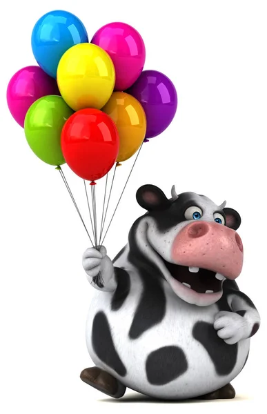 Забавна корова тримає повітряні кулі — стокове фото