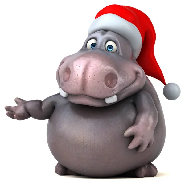 Hippo śmieszne noszenia santa hat — Zdjęcie stockowe