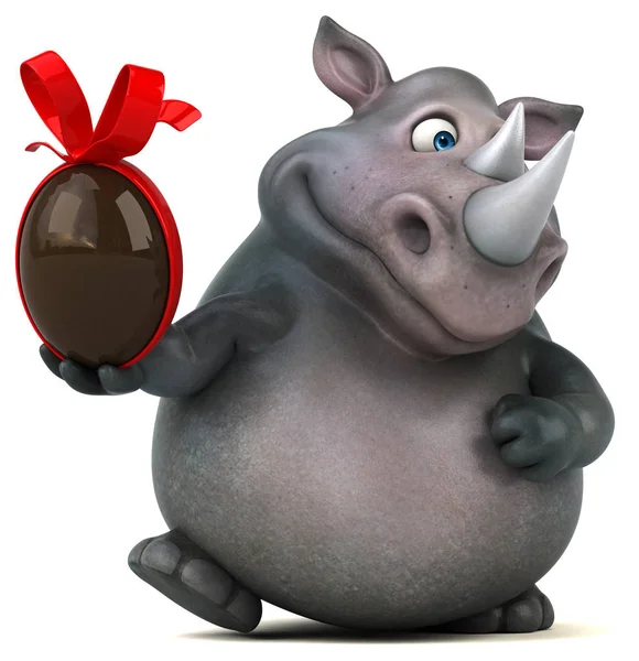 Divertido rinoceronte sosteniendo huevo — Foto de Stock