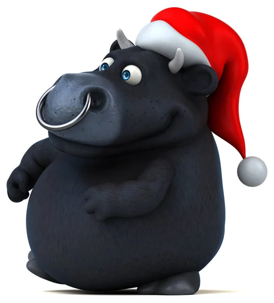 Bull wearing santa hat — Stock Photo, Image