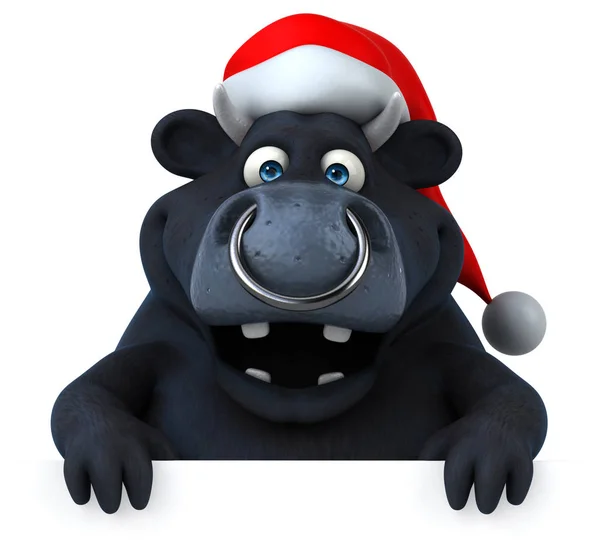 Toro con cappello da Babbo Natale — Foto Stock