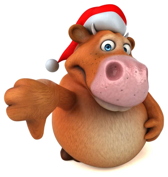 Cow  wearing santa claus hat — Stock Photo, Image