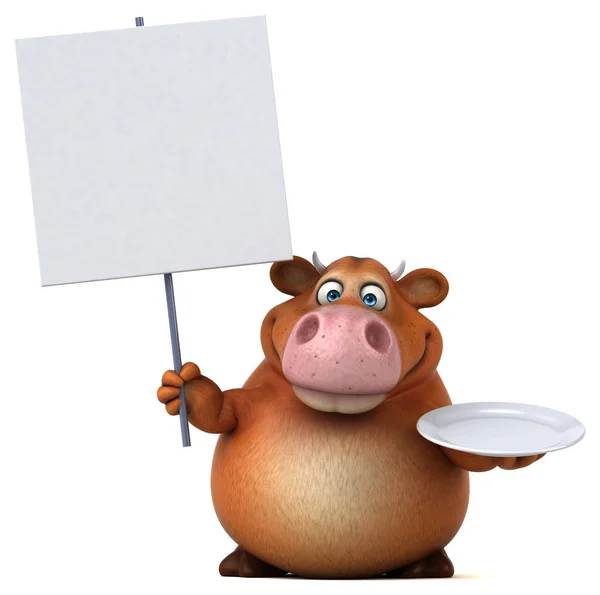 Fun cow holding plate — Stock Photo, Image