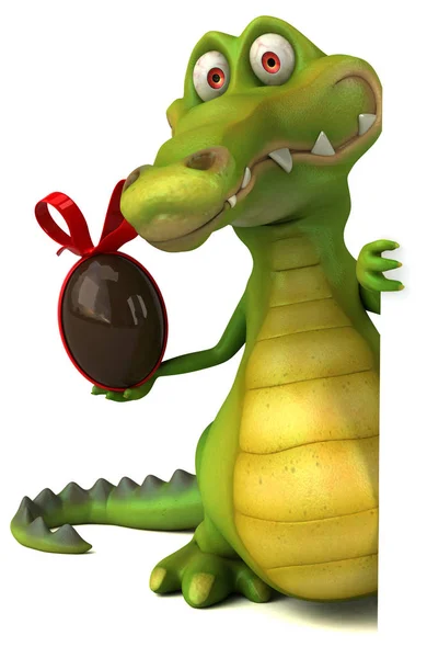 Fun crocodile holding  easter egg — Stock Photo, Image