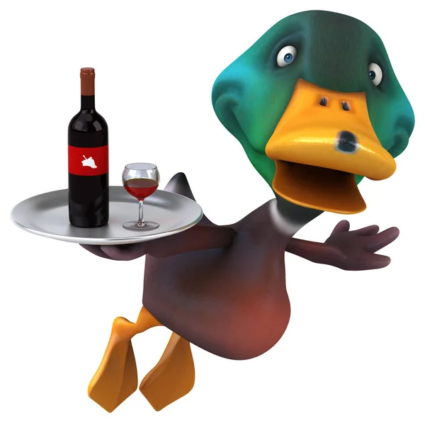 Zeichentrickfigur mit Wein — Stockfoto