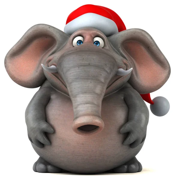 大象戴圣诞老人帽子 — 图库照片