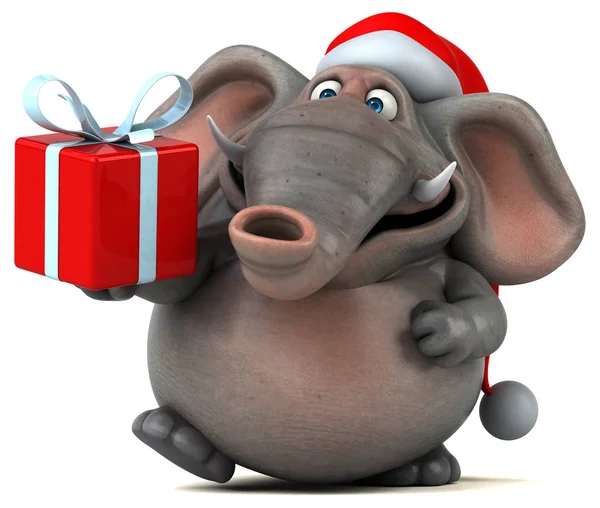 Elefant mit Weihnachtsmann-Hut — Stockfoto