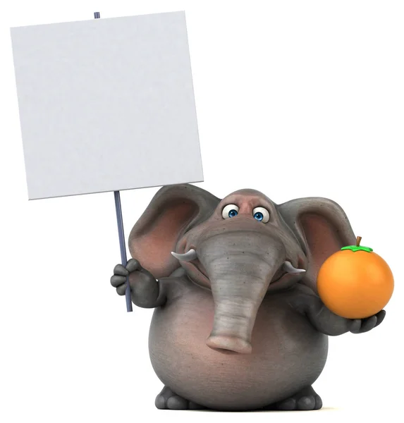 Kul elefant innehav orange — Stockfoto