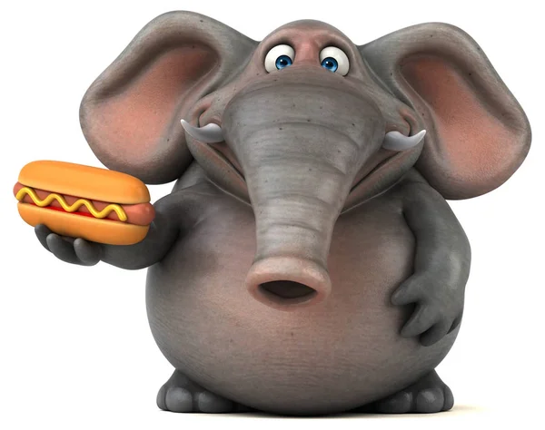 Leuke olifant bedrijf hotdog — Stockfoto