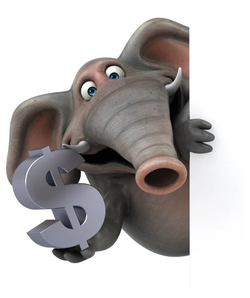 Kul elefant innehav dollar — Stockfoto