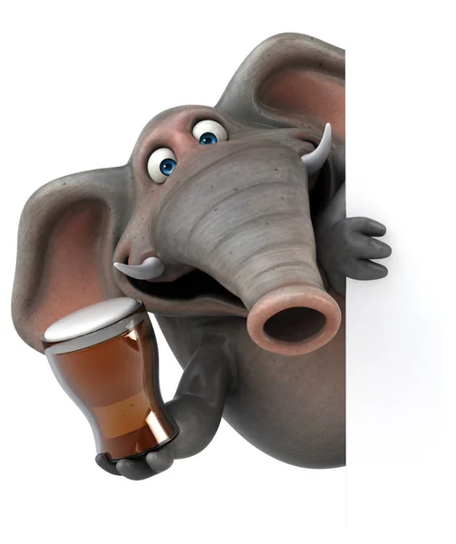 Elefante divertido sosteniendo cerveza — Foto de Stock