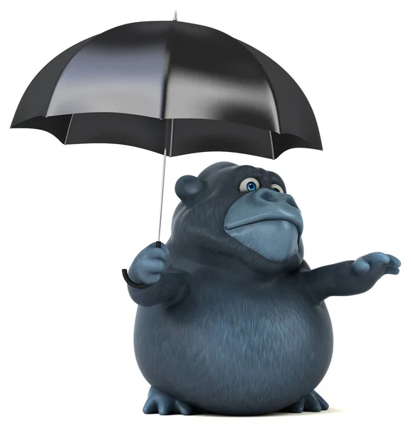 Spaß Gorilla mit Regenschirm — Stockfoto