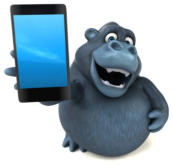 Leuk gorilla bedrijf telefoon — Stockfoto