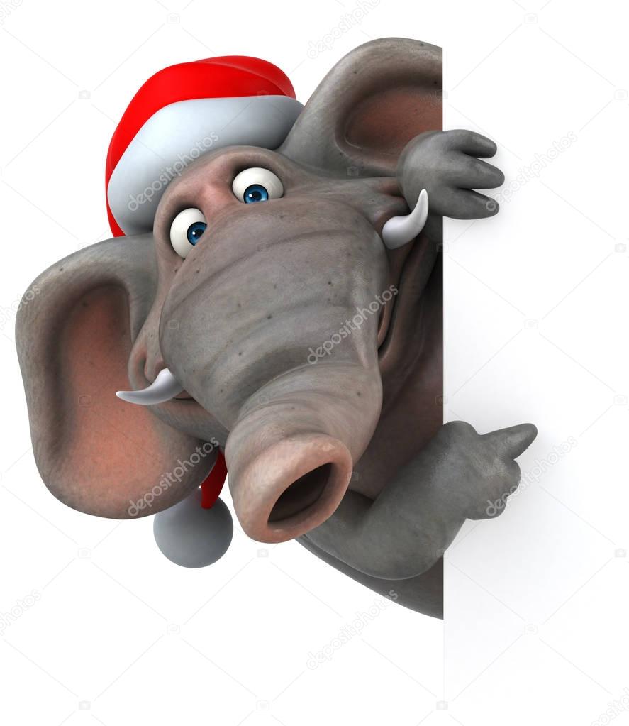 elephant wearing santa claus hat 