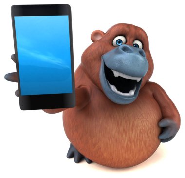 Komik Orangutan holding telefon 
